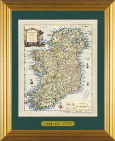 Ancient Ireland Map Framed